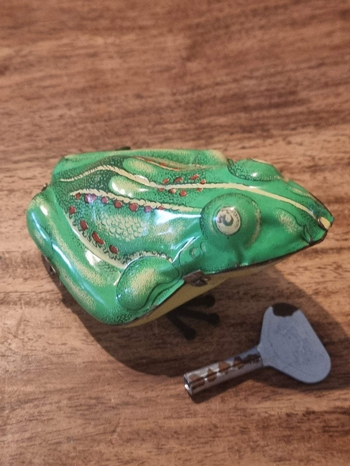Vintage blikken kikker opwindbaar speelgoed, Ophalen of Verzenden