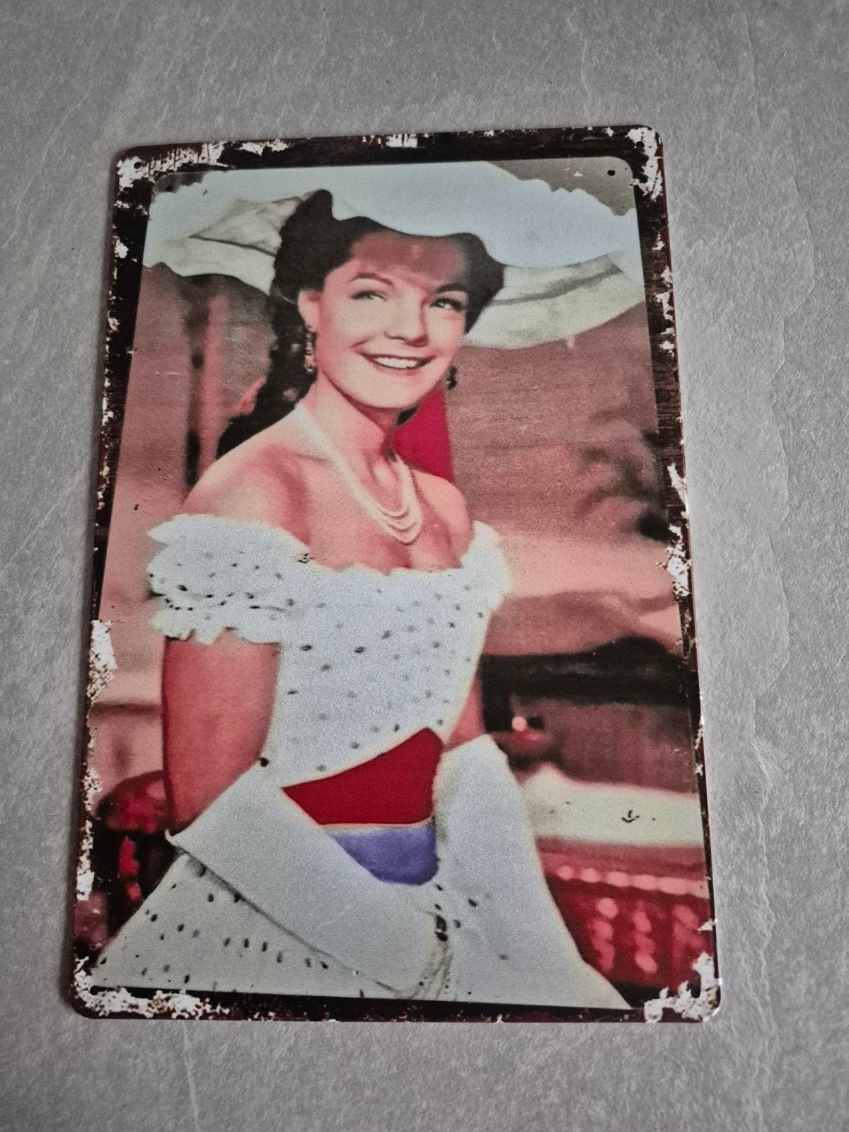 Vintage metalen bord Romy Schneider Sissi, Verzamelen, Ophalen of Verzenden, Voor 1940, Nieuw, Overige onderwerpen