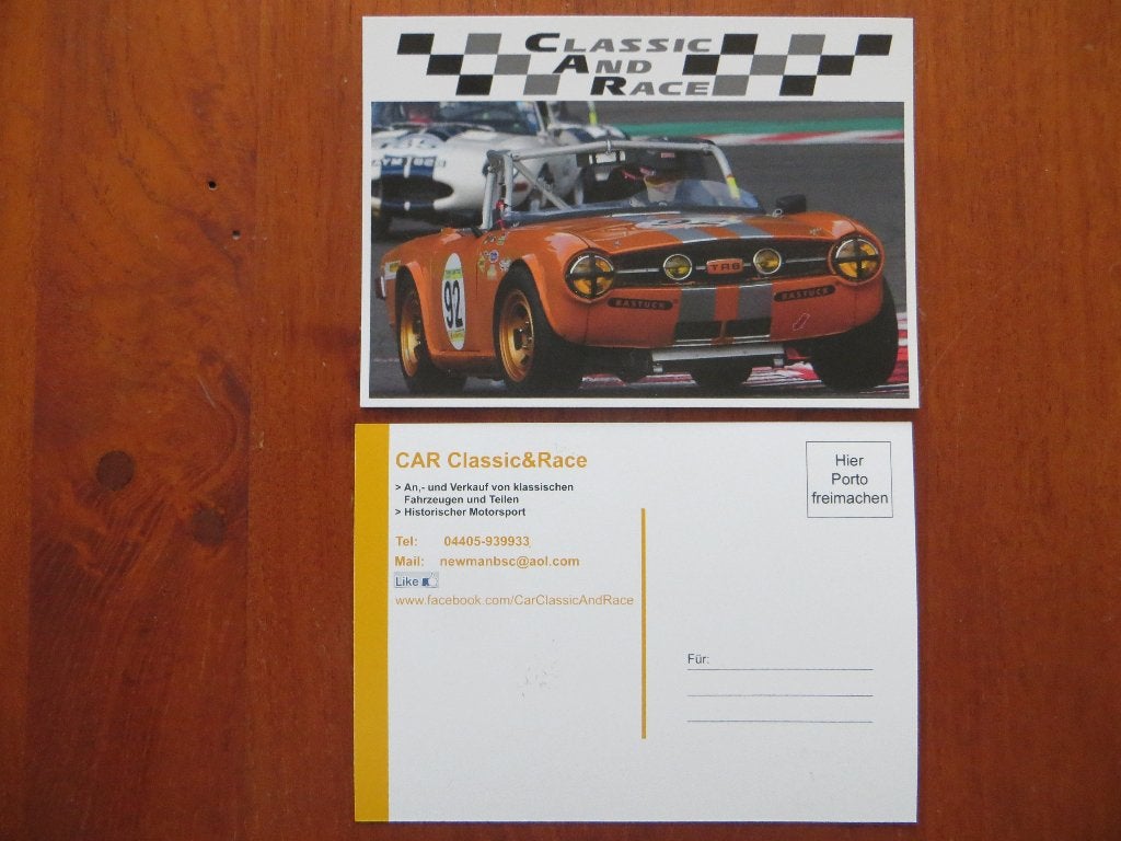 Ansichtkaart: Triumph TR6 (Classic and Race), Ophalen of Verzenden, Nieuw, Overige merken