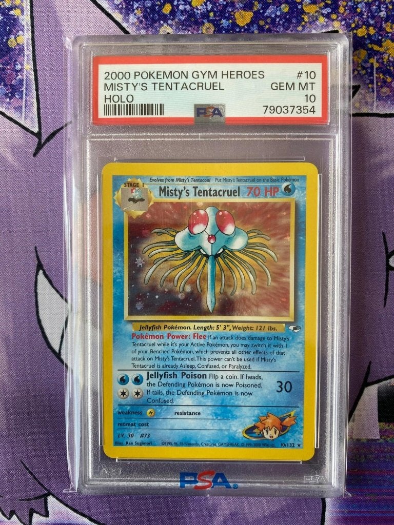 POP 71 - Misty's Tentacruel Holo - Gym Heroes - PSA 10, Ophalen of Verzenden, Nieuw, Losse kaart, Foil