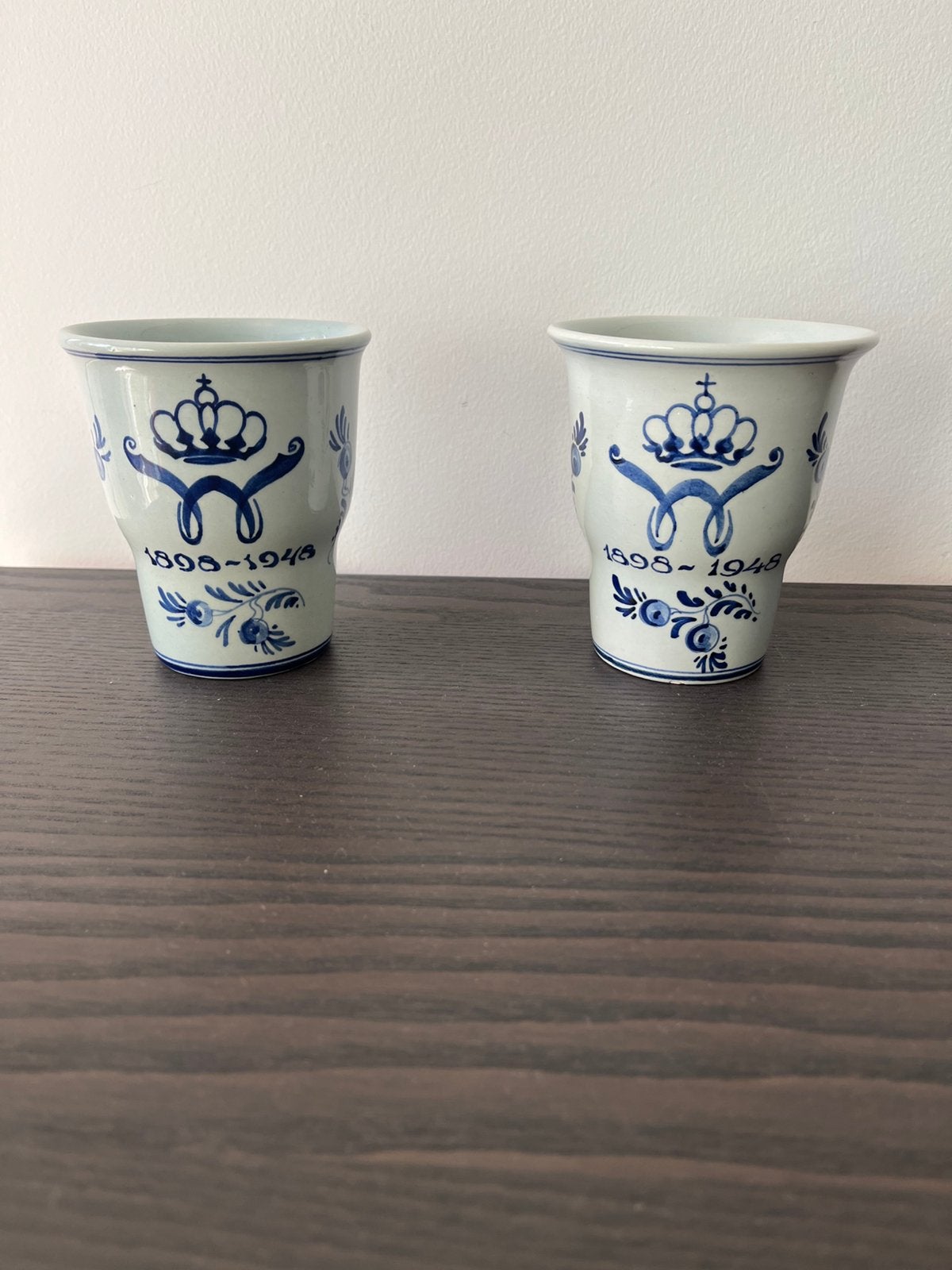 2 antieke bekers koningin Wilhelmina 1898-1948, Antiek en Kunst, Ophalen of Verzenden