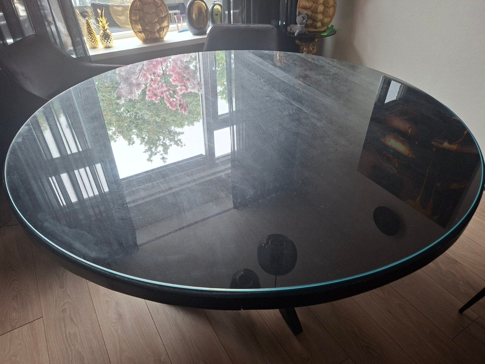 mango houten eettafel, Gebruikt, 100 tot 150 cm, Rond, Vijf personen of meer