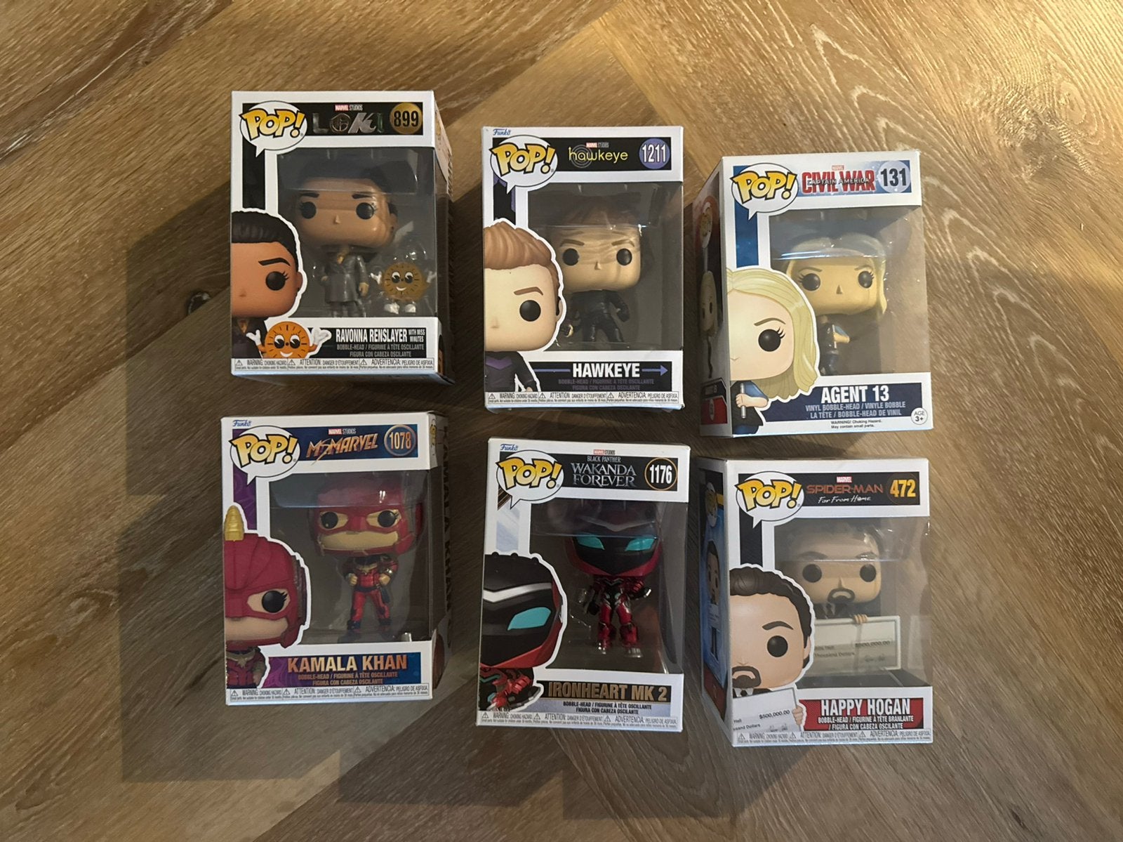 Funko Pop Marvel set 6x Hawkeye Ms Marvel Loki, Ophalen, Zo goed als nieuw, Actiefiguurtje