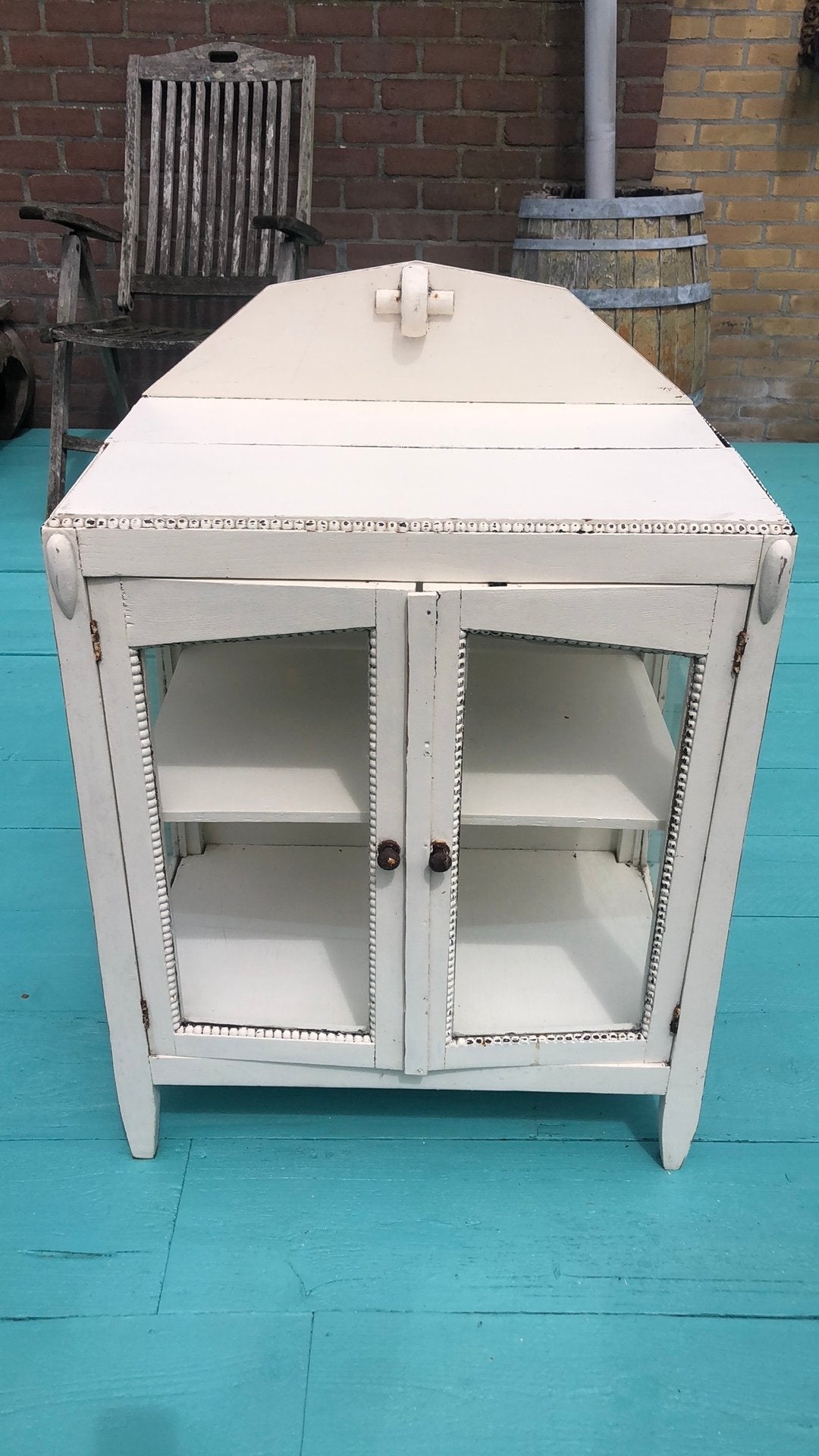 Ouderwets brocante theekastje gebroken wit, Ouderwets brocant, Minder dan 100 cm, 25 tot 50 cm, Overige houtsoorten
