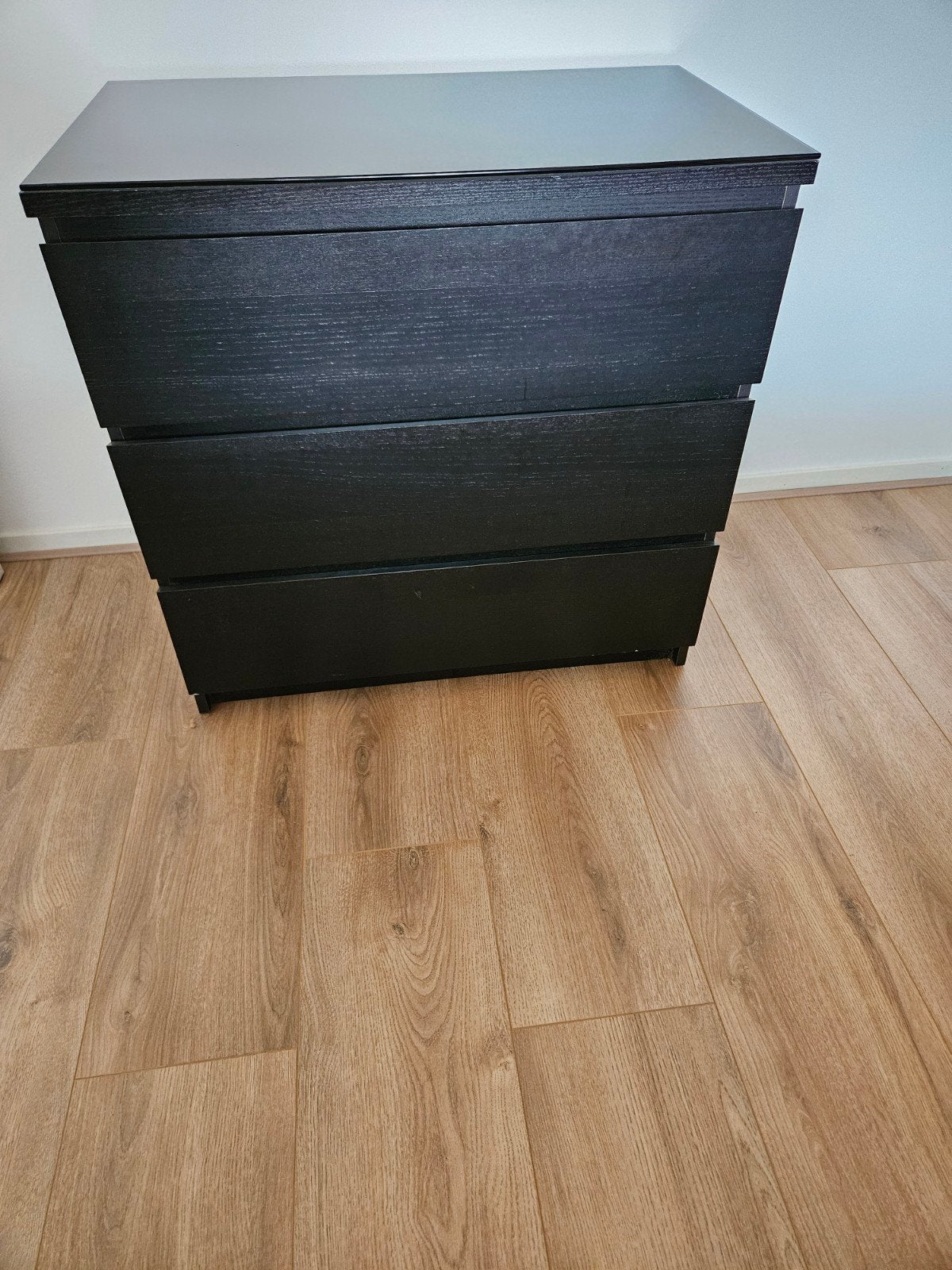 Ikea Malm ladekast 3 laden met glasplaat, Ophalen, Gebruikt, 50 tot 100 cm, 3 of 4 laden
