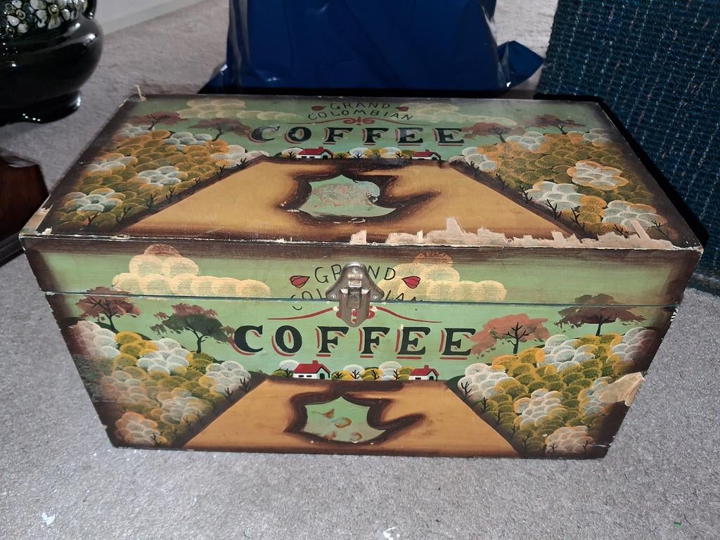Vintage Grand Colombian Coffee Kist - Decoratief Hout, Minder dan 50 cm, Gebruikt, Minder dan 50 cm, Ophalen of Verzenden