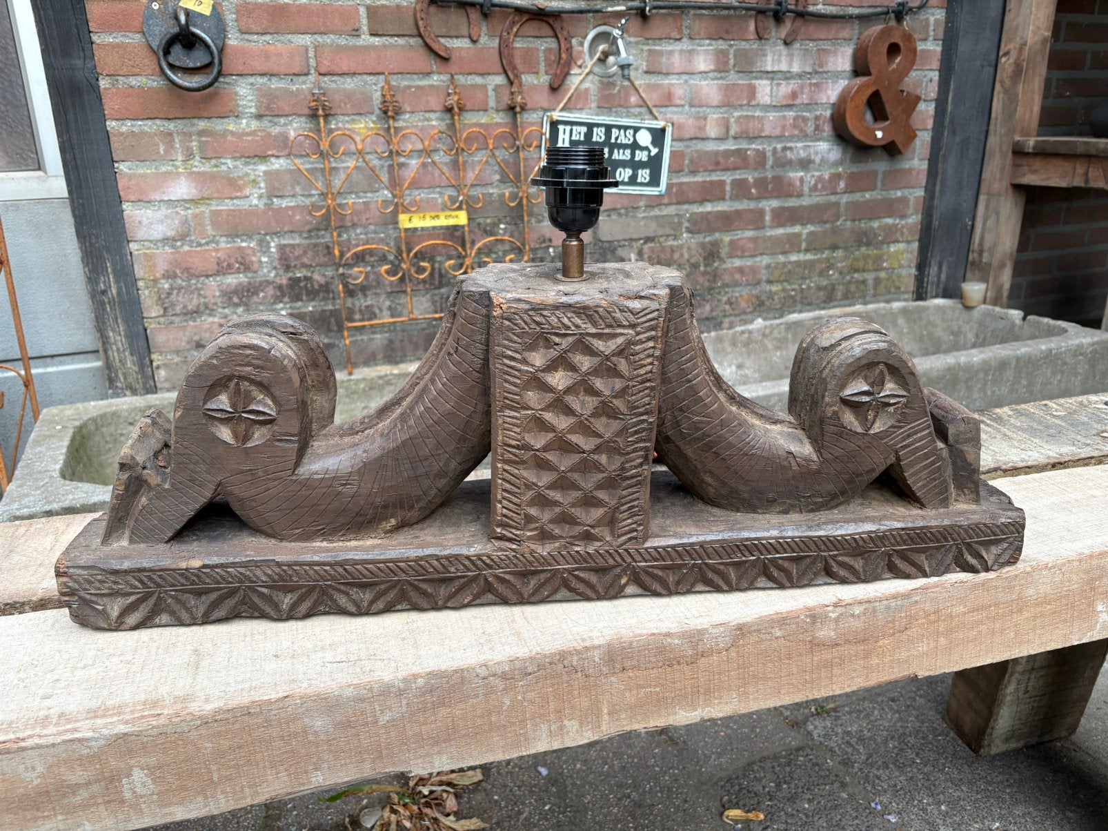 Stoere lamp van een oude poer - ornament!, Nieuw, Nvt, Nvt, Nvt