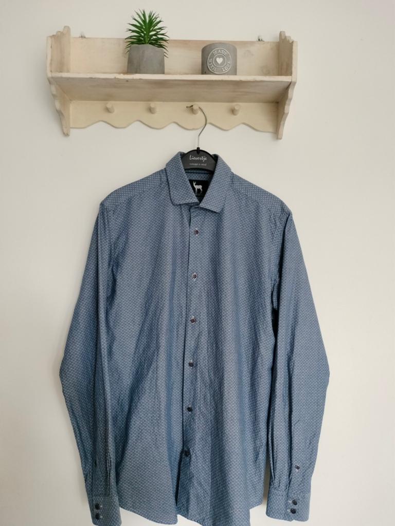 Blumfontain overhemd heren maat M, Blauw, Zo goed als nieuw, Blumfontain, Halswijdte 39/40 (M)