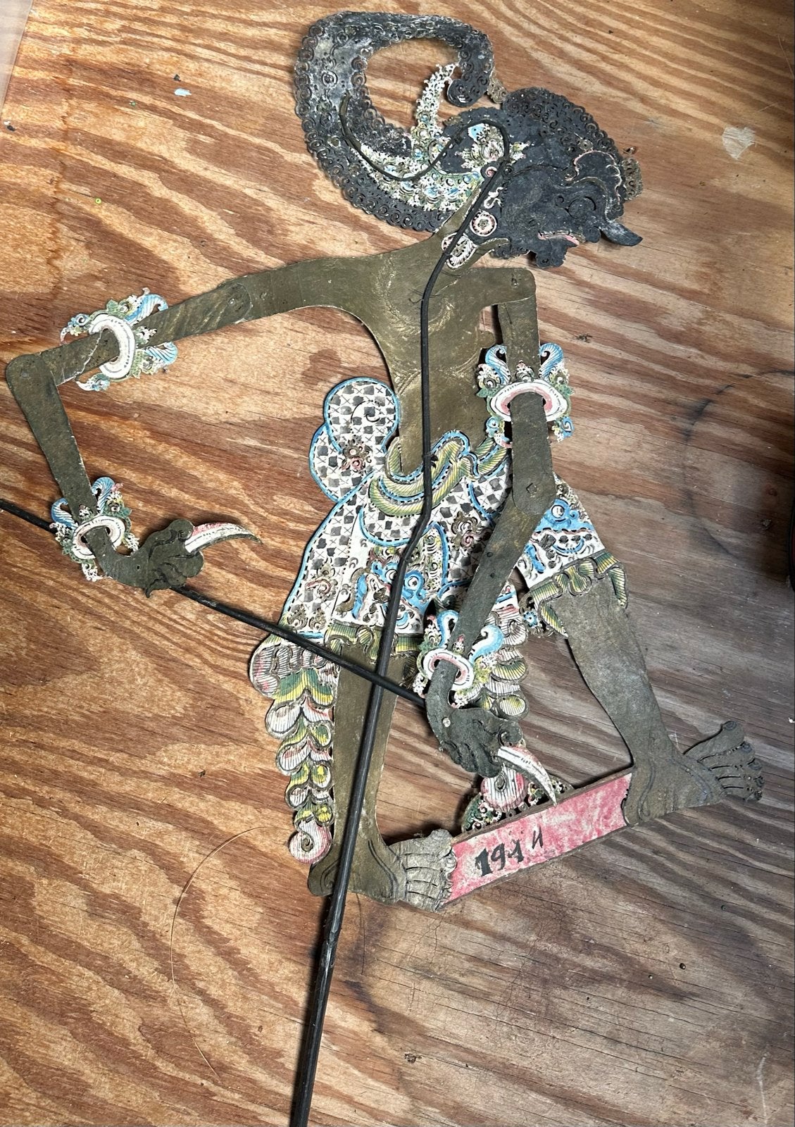 Originele Oude Indonesische Wayang Kulit Wajangpop uit 1944, Ophalen of Verzenden