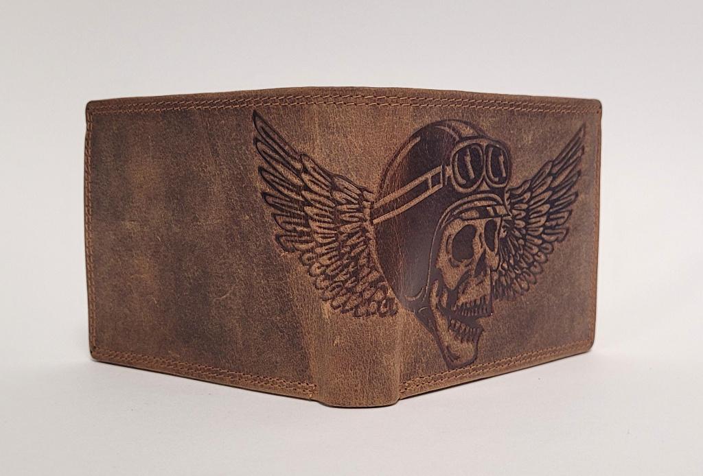 Schedel skull helm portemonnee van echt leer bruin wallet, Sieraden, Tassen en Uiterlijk, Portemonnees, Info@deconoord.nl, Bruin