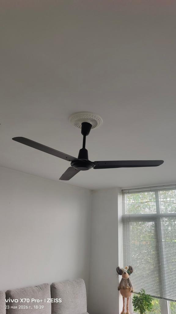 Moderne plafondventilator - Zwart, 3 bladen, Ophalen of Verzenden, Gebruikt, Modern