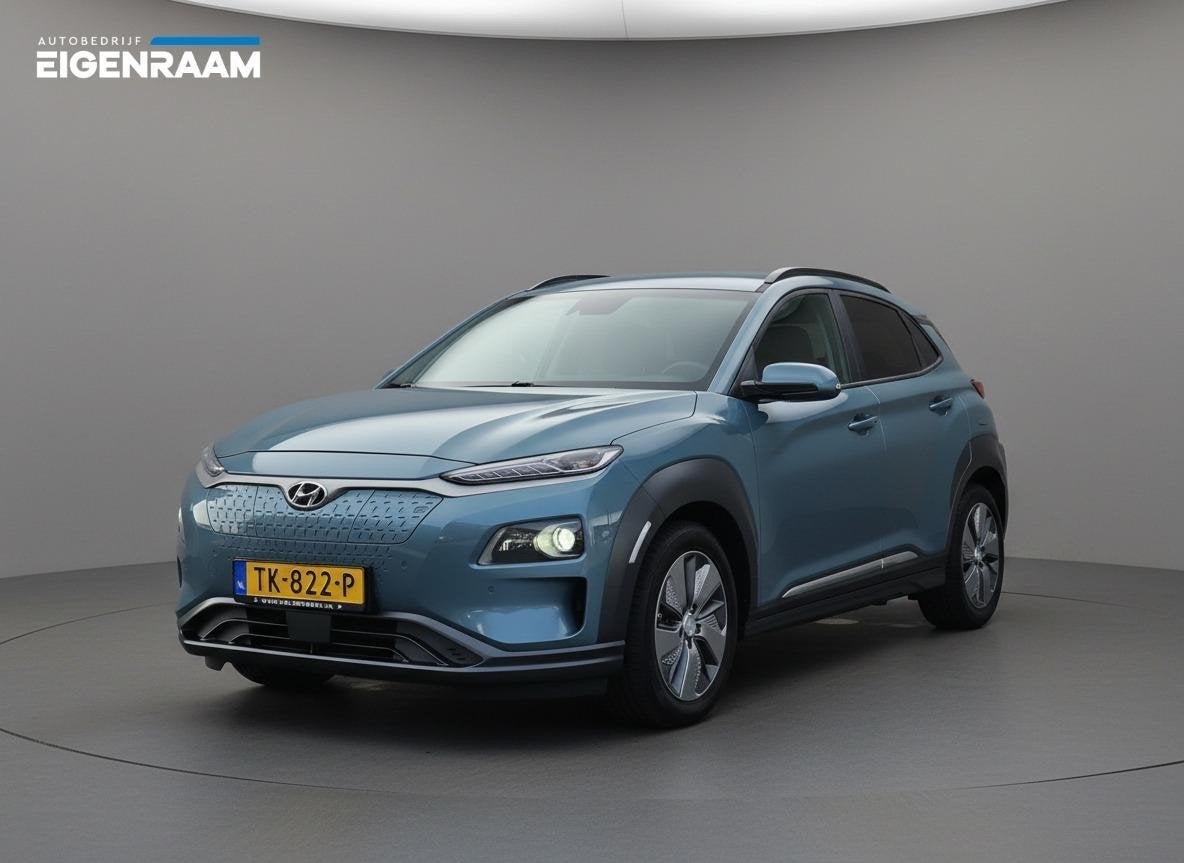 Hyundai Kona EV Premium 64kWh | SOH 89% | Leder | Stoelventi, Gebruikt, Adaptive Cruise Control, Blauw, 630 min