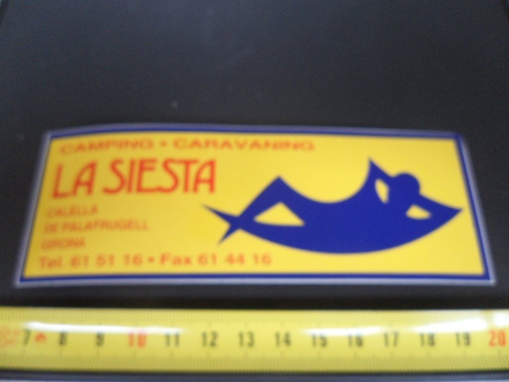 sticker Spanje Girona LA SIESTA Camping Caravaning, Ophalen of Verzenden, Zo goed als nieuw
