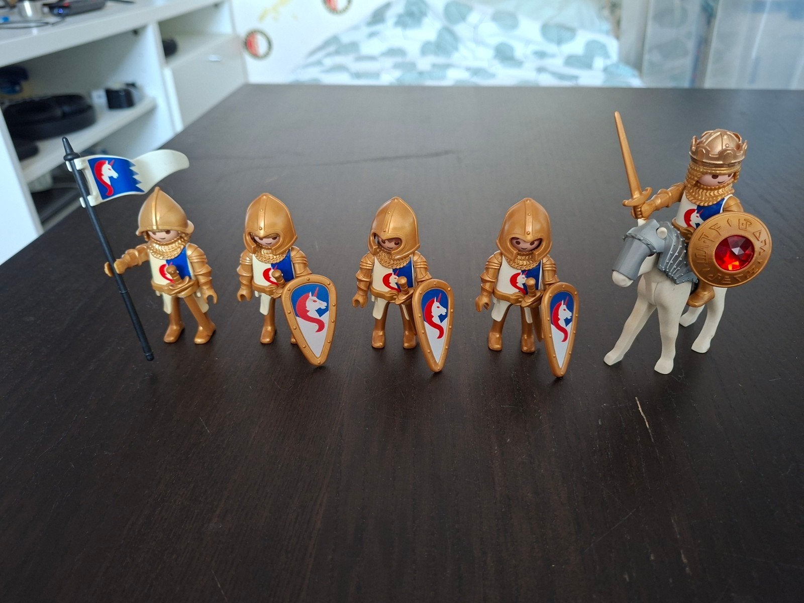Playmobil ridders met eenhoorn schild en vlag, Ophalen of Verzenden, Gebruikt