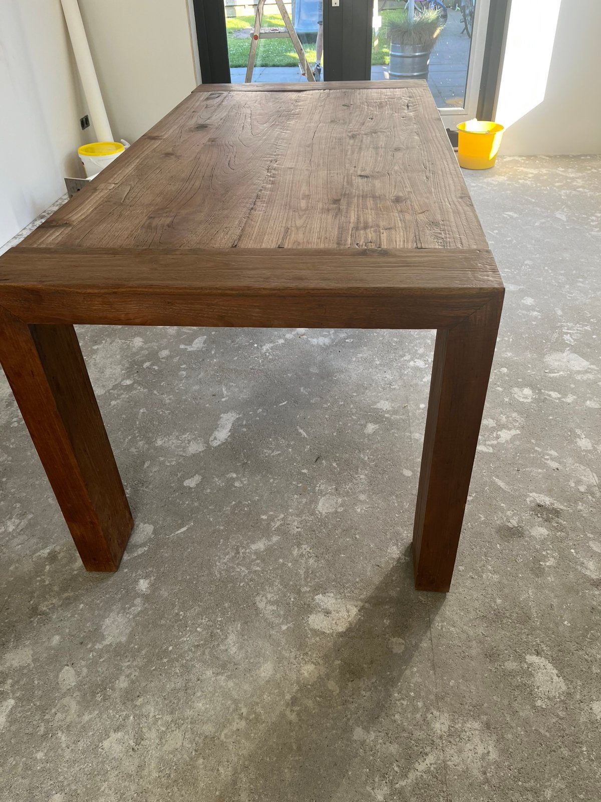 Teak houten eettafel, Huis en Inrichting, Tafels | Eettafels, Ophalen, Gebruikt, Teakhout, 50 tot 100 cm