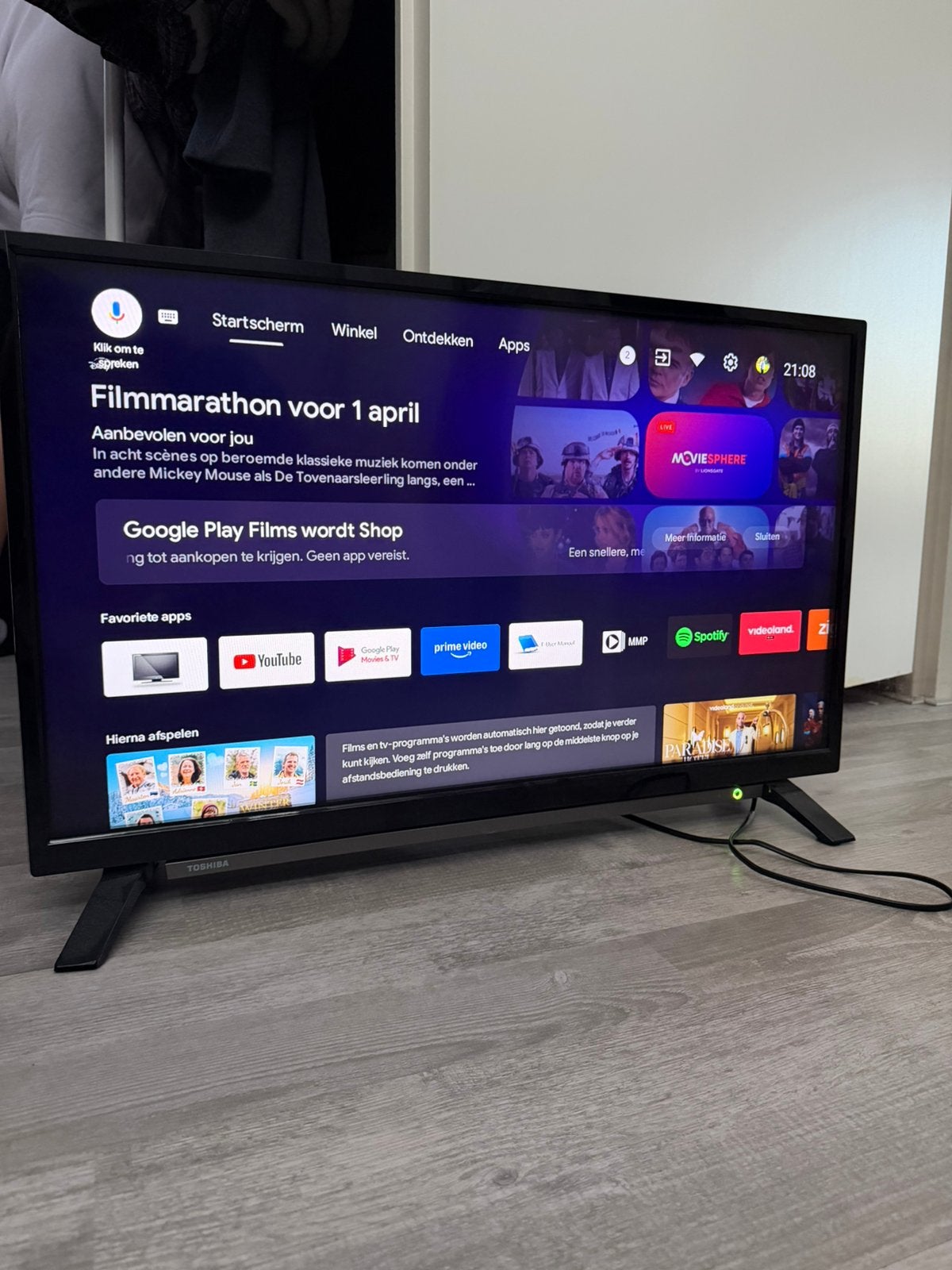 Toshiba 32 inch Full HD Android Smart TV, Ophalen, 50 Hz, Zo goed als nieuw, Smart TV