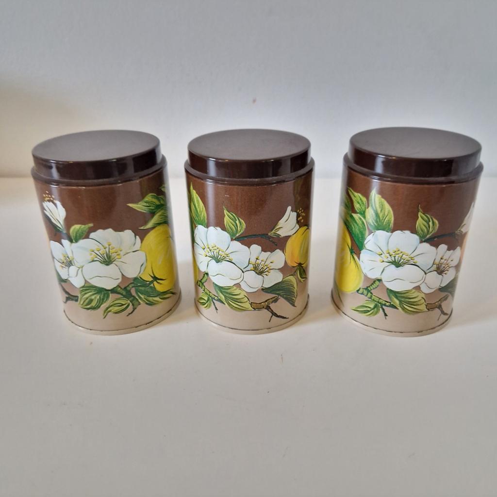 3 retro blikken bloemen blikjes vintage keuken blikken, Verzamelen, Retro, Ophalen of Verzenden, Huis en Inrichting