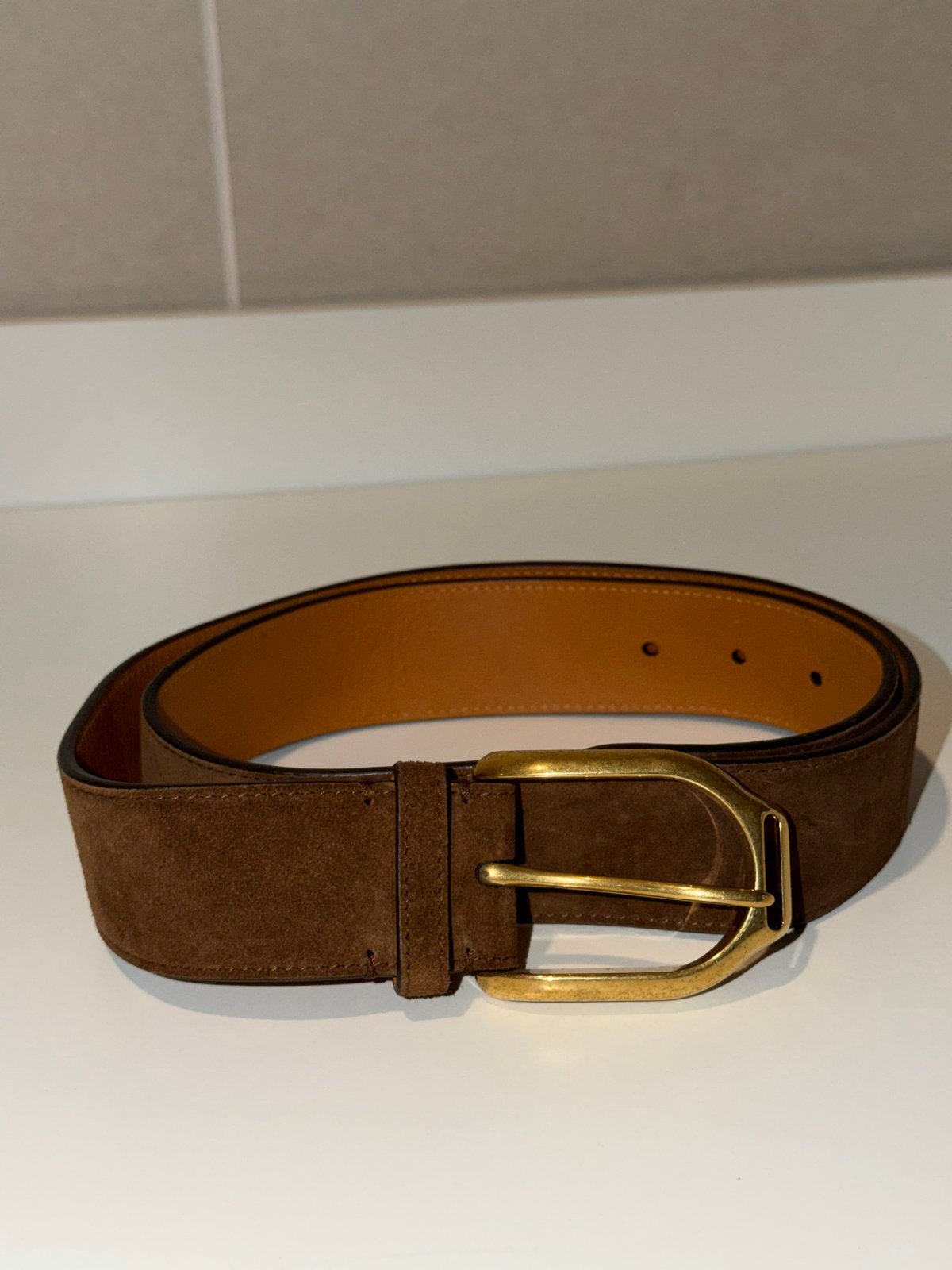 Ralph Lauren Leren Riem Bruin Maat 85, Kleding | Heren, Riemen en Ceinturen, Ophalen of Verzenden, Gedragen, Bruin, Echt leder