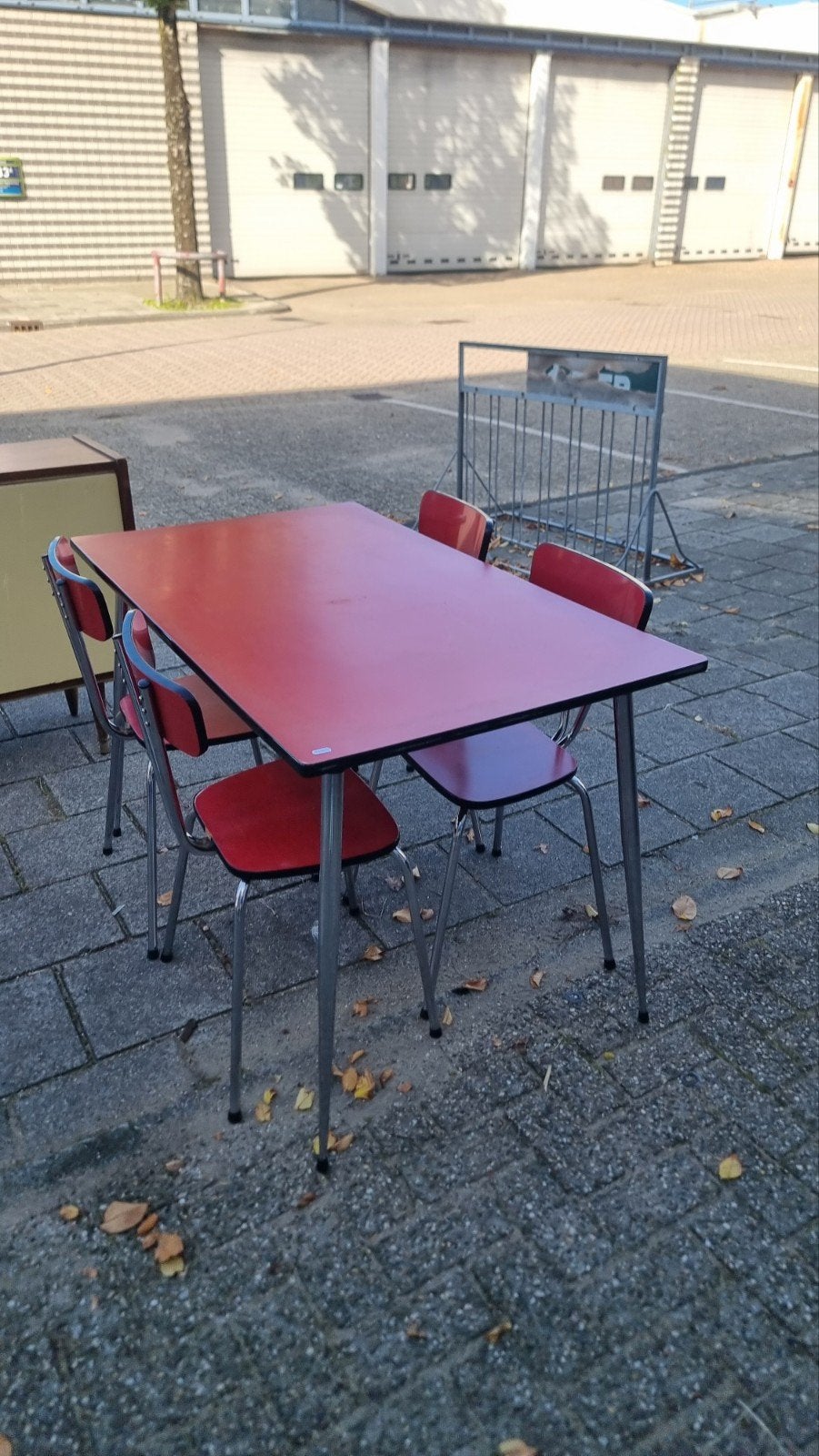 vintage eetkamerset rode formica jaren 60, ,, Ophalen of Verzenden, 4 tot 6 stoelen, ,