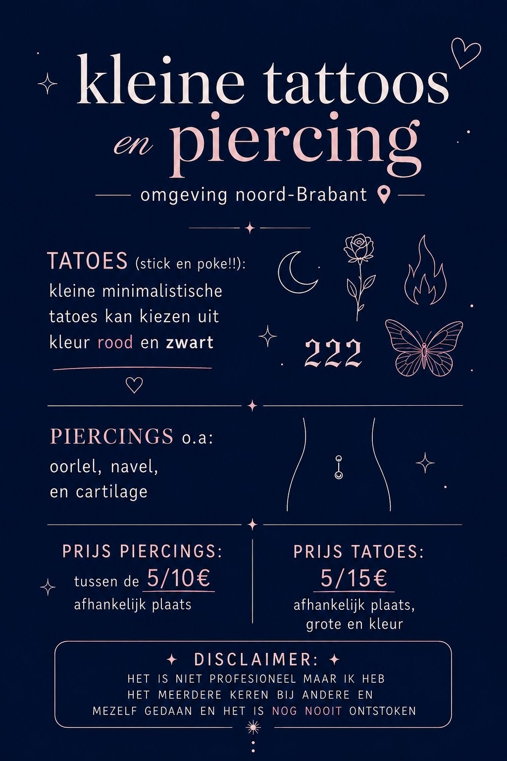 Piercing en tatoes omgeving Noord-Brabant, Ophalen, Zo goed als nieuw, Overige materialen, Overige typen