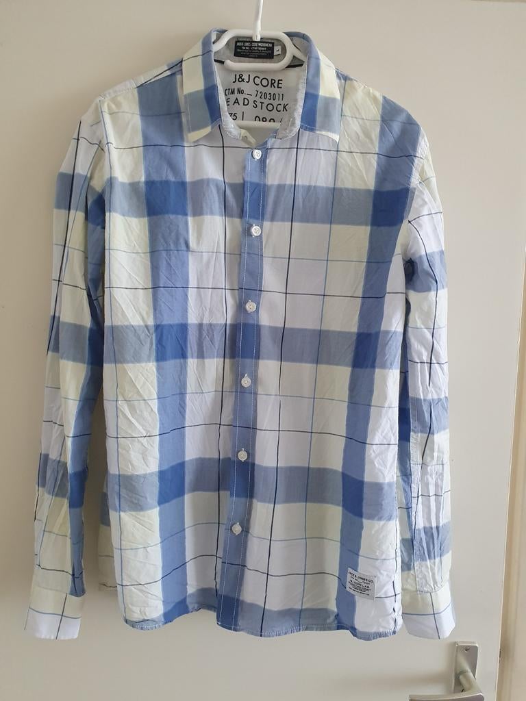 HEREN BLOUSE ( JACK & JONES) MAAT L, Ophalen, Blauw, Zo goed als nieuw, Halswijdte 41/42 (L)