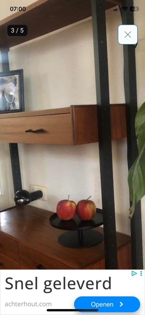 Vintage Simpla Lux wandmeubel jaren 60, Gebruikt, Met lade(s), 150 tot 200 cm, 25 tot 50 cm