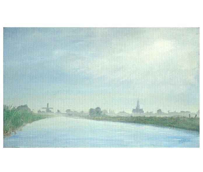 Een schilderij van het riviertje de Dintel in Noord Brabant., Ophalen of Verzenden