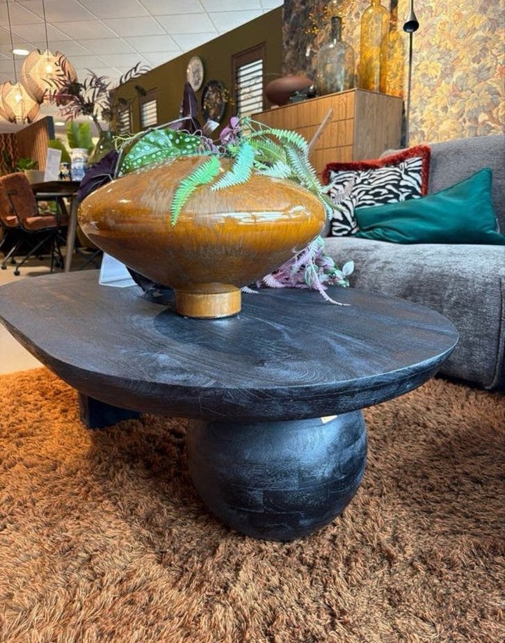 WOOOD Salontafel met Unieke Poten - Donkere Afwerking, Huis en Inrichting, Tafels | Bijzettafels, Ophalen, Nieuw, Ovaal