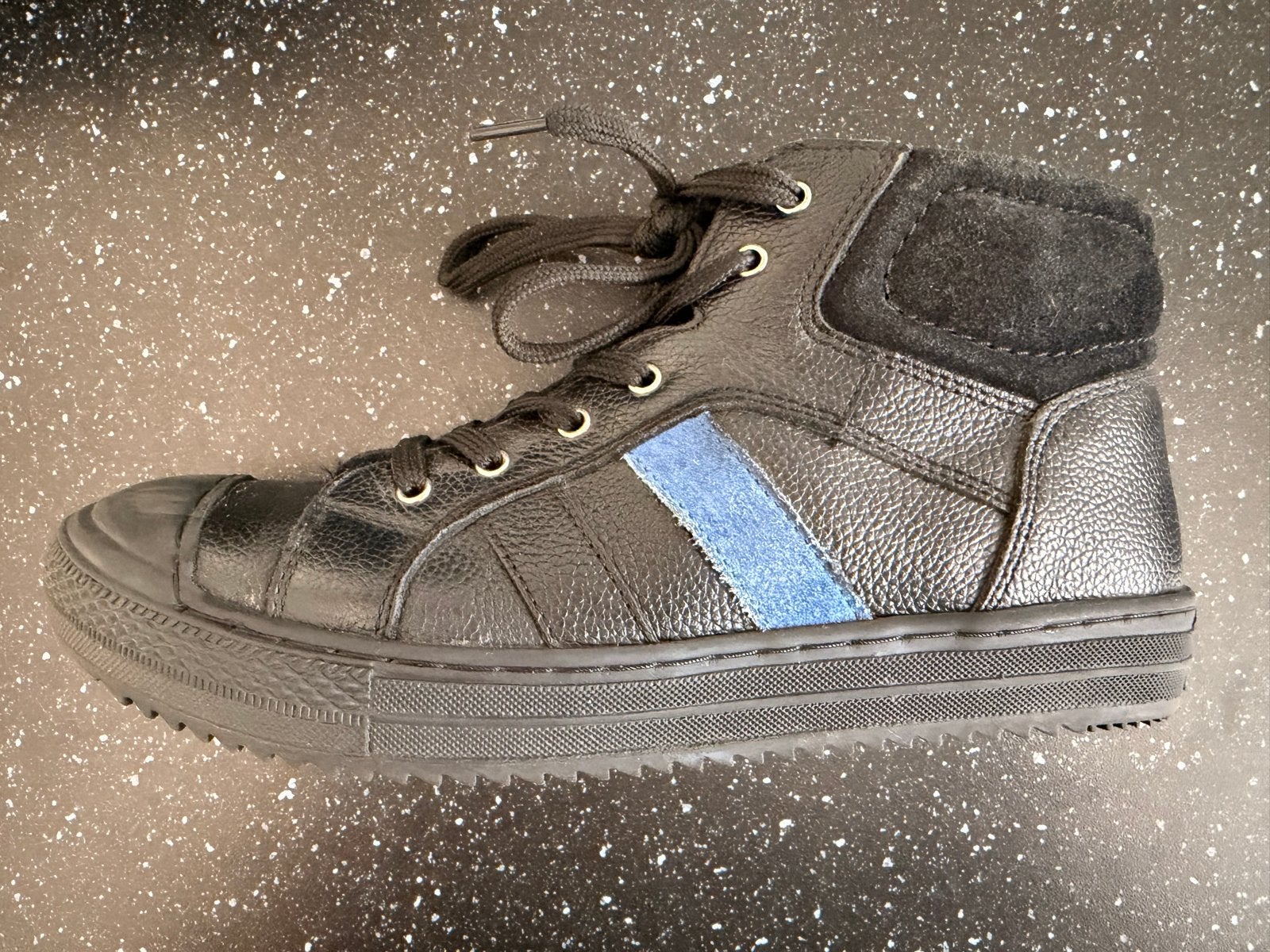 Leren kinderschoenen maat 36 - Zwart met blauw, Jongen of Meisje, Schoenen, Ophalen of Verzenden, Zo goed als nieuw