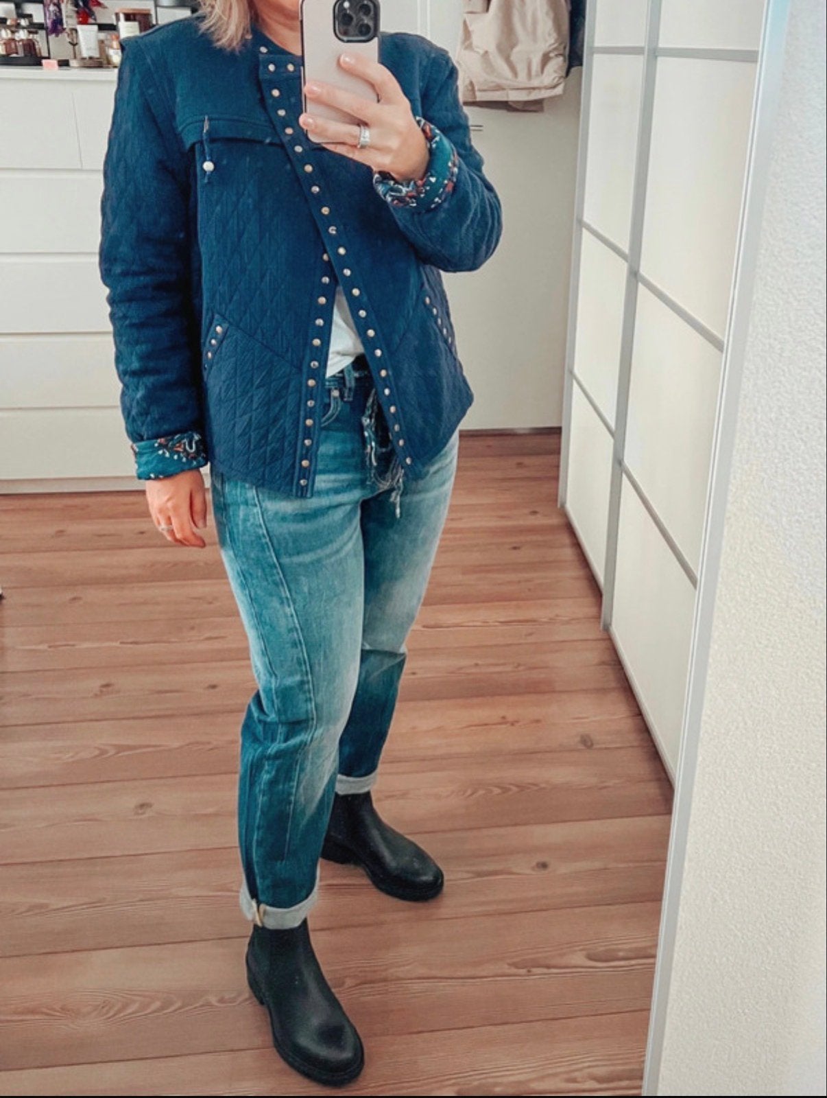 Scotch & Soda gewatteerd jasje met studs - Maat M, Ophalen of Verzenden, Nieuw, Maat 38/40 (M), Blauw