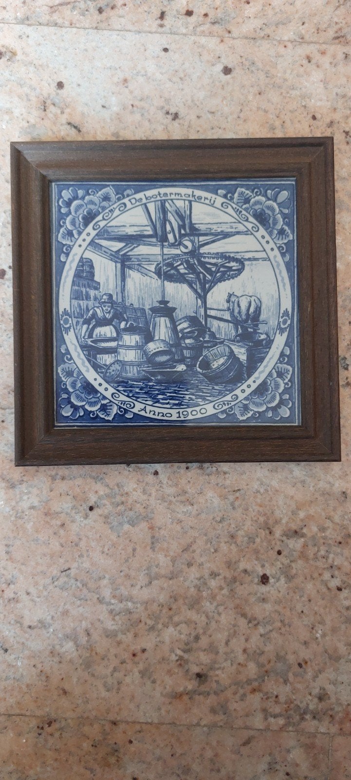 Delfts Blauw Tegeltableau 'De Botermakerij' Anno 1900, Antiek en Kunst, Ophalen of Verzenden