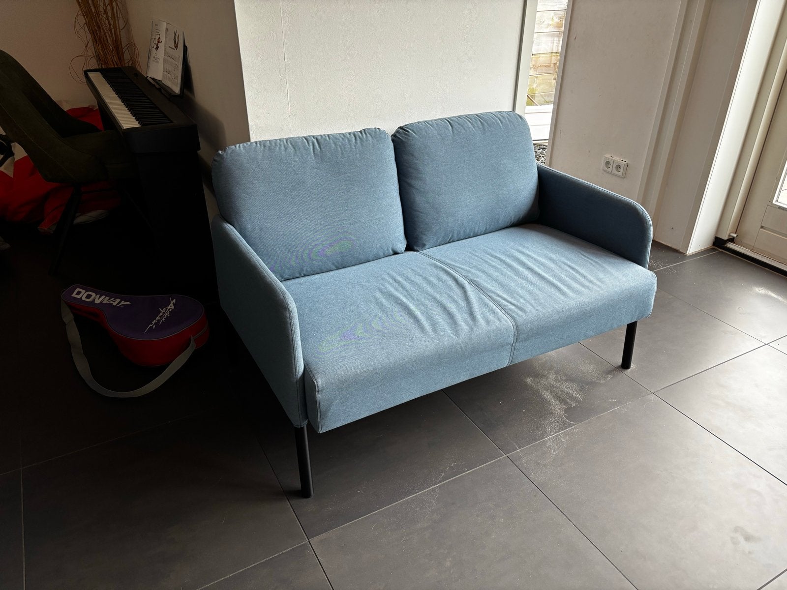 Ikea glostad 2-zits bank blauw, Ophalen, Gebruikt, Tweepersoons, 75 tot 100 cm