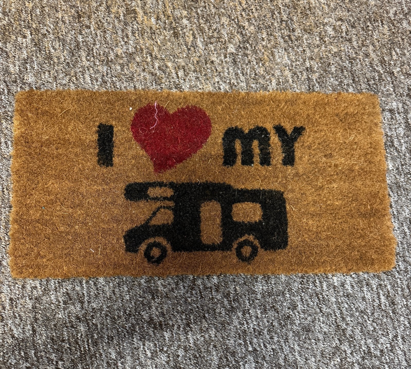 Deurmat 25 x 50 cm: "I love my camper" - Kokos, Tuin en Terras, Deurmatten, Binnen, Ophalen of Verzenden, Kokos, Nieuw