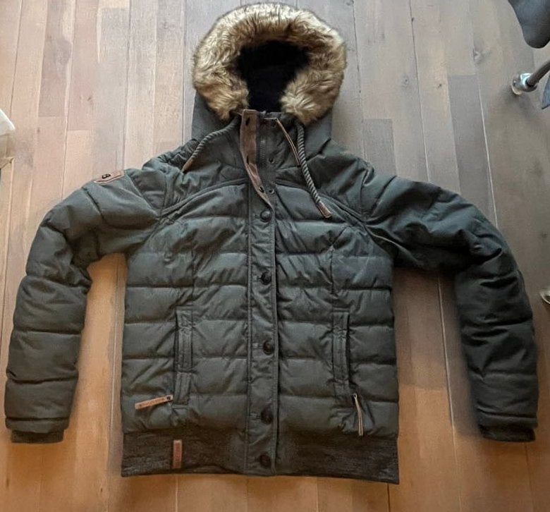 Naketano winterjas met capuchon en imitatiebont, XL dames, Kleding | Dames, Ophalen of Verzenden, Nieuw, Maat 46/48 (XL) of groter
