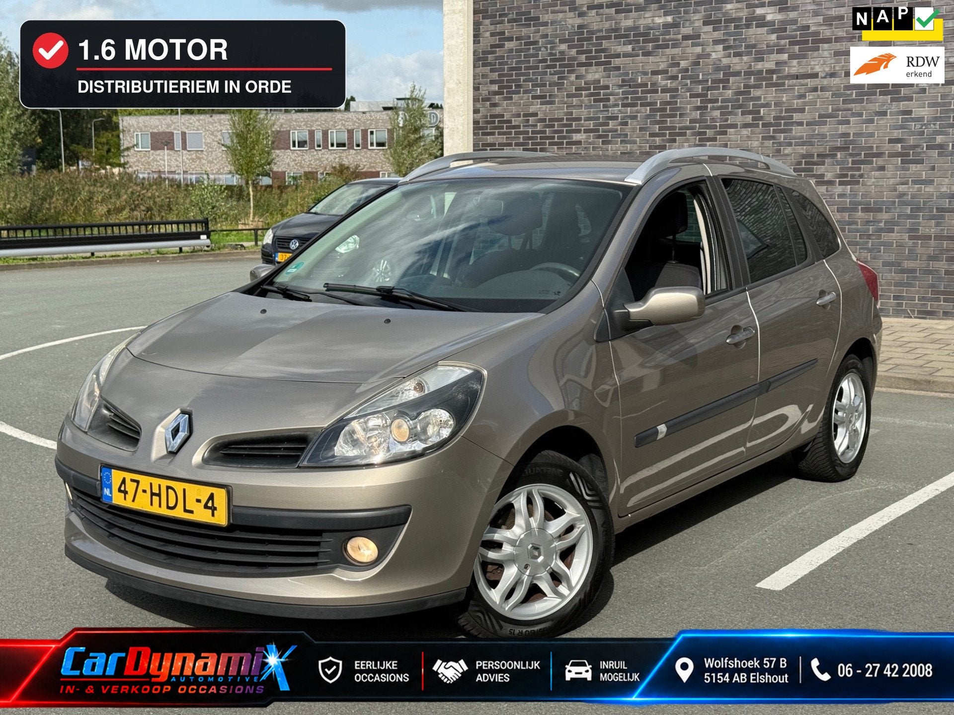 Renault Clio Estate 1.6-16V Dynamique | Airco | Nieuwe APK |, Voorwielaandrijving, 4 cilinders, Origineel Nederlands, Startonderbreker