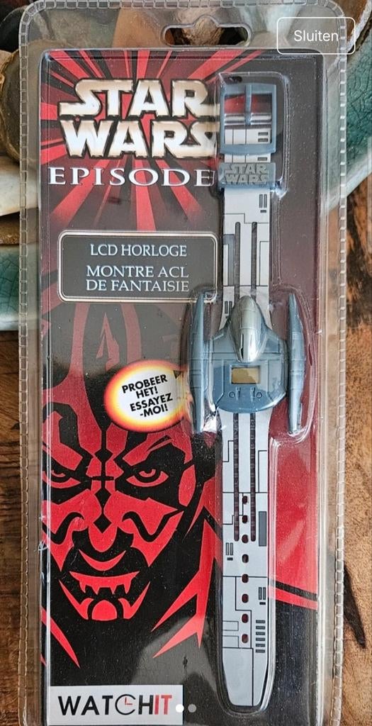 Star Wars Episode I Droid Starfighter LCD Horloge, Ophalen of Verzenden, Nieuw, Grijs, Jongen of Meisje