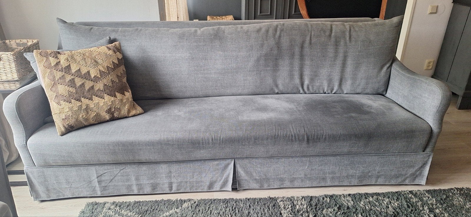 Hoffz grijze sofa bank, lengte 2.40 m., Ophalen, 75 tot 100 cm, Zo goed als nieuw, Rechte bank