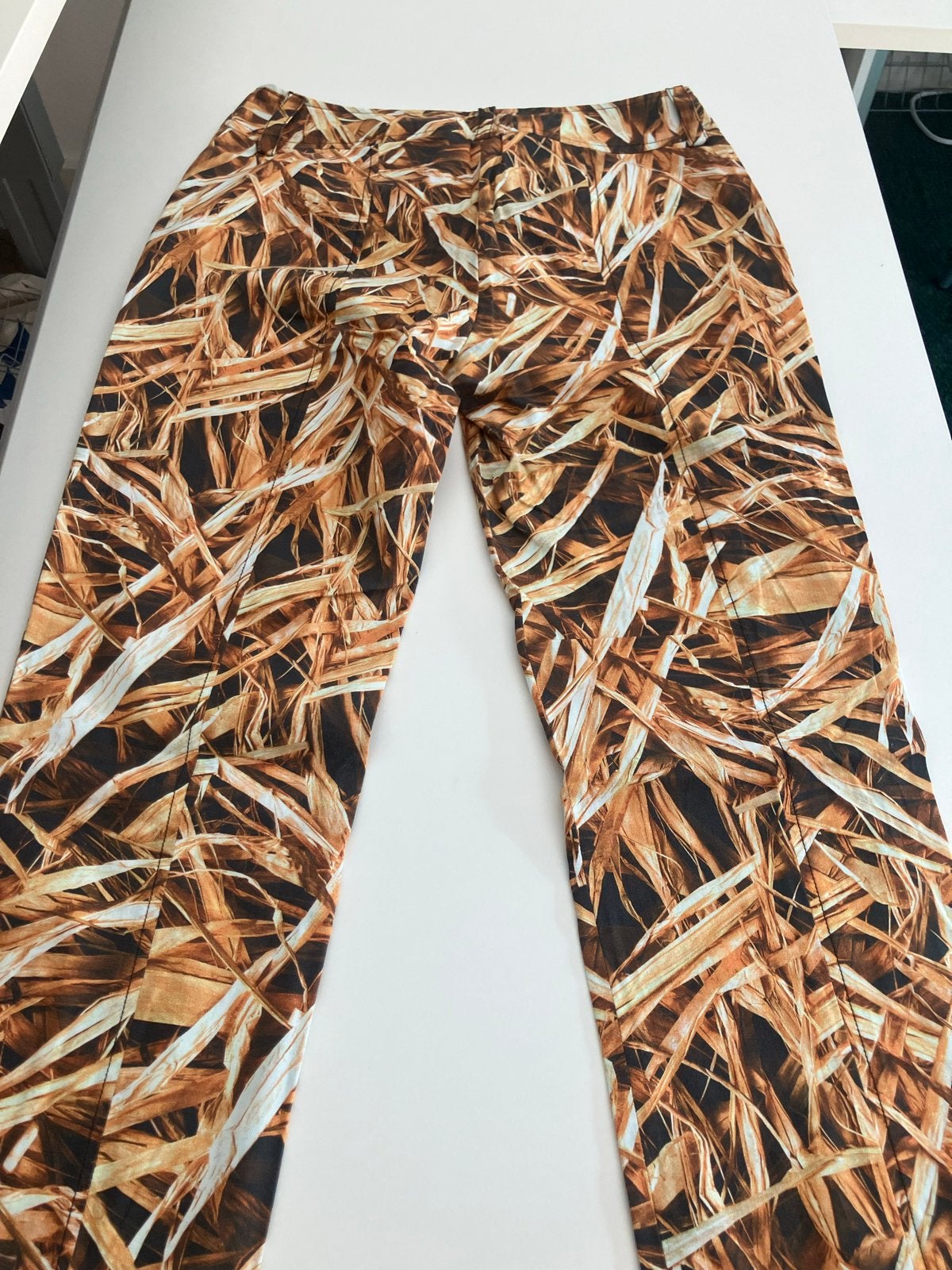 D&G Dolce & Gabbana broek met rietprint, Ophalen, Bruin, Zo goed als nieuw, Maat 36 (S)