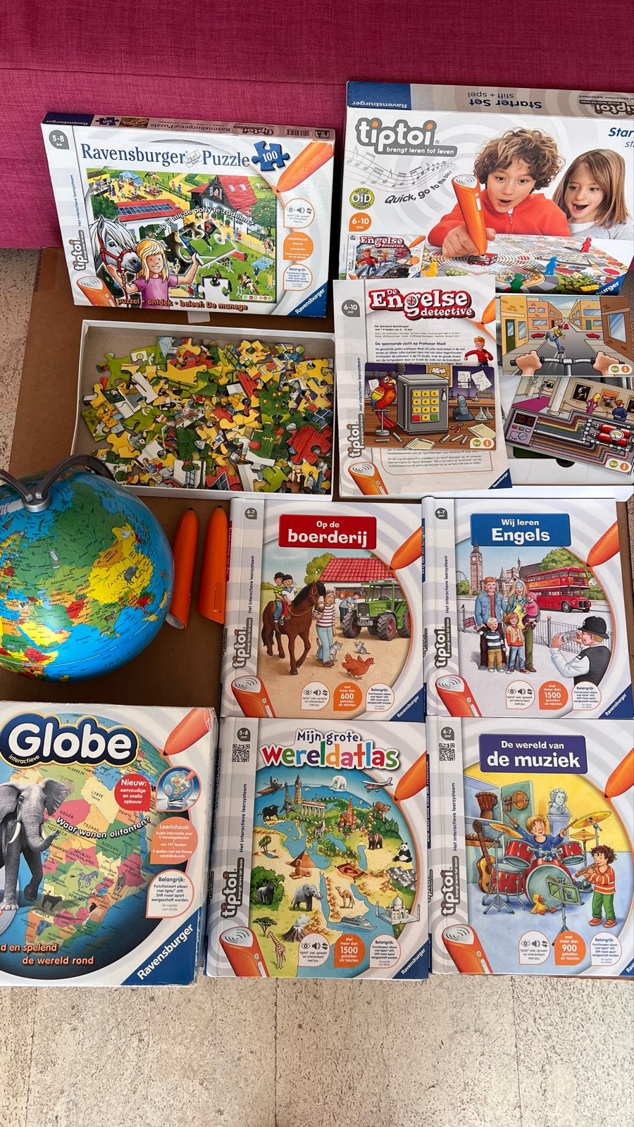 Tiptoi 2xpen spel globe puzzel atlas muziek engels boerderij, Kinderen en Baby's, Speelgoed | Educatief en Creatief, Verzenden