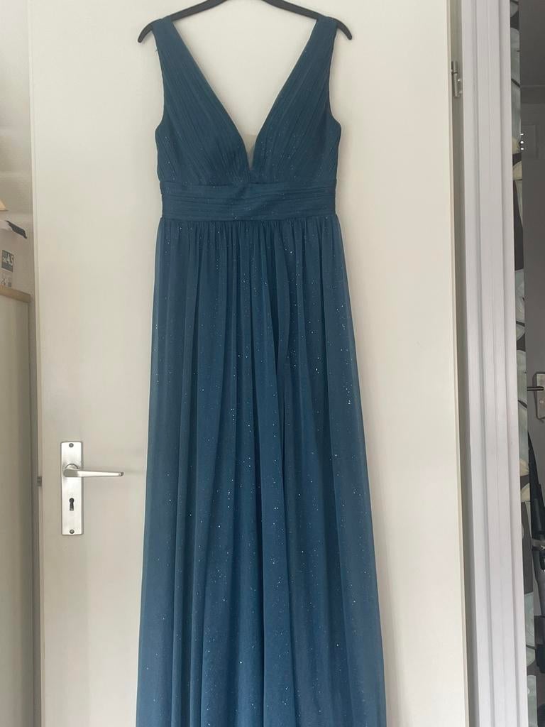 Feest jurk, Kleding | Dames, Jurken, Blauw, Ophalen of Verzenden, Zo goed als nieuw, Maat 36 (S)