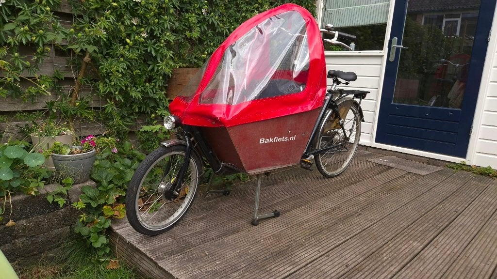 Bakfiets - Cargobike Short, Gebruikt, Huif, 2 kinderen, Trommelrem