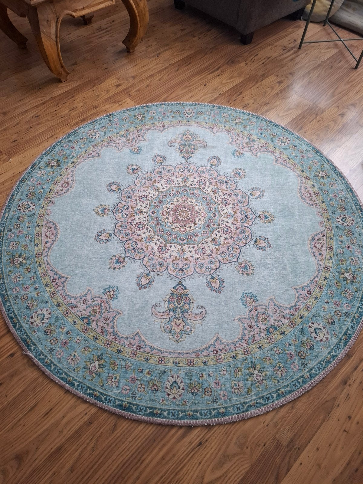 Rond kleed vintage look, Huis en Inrichting, Ophalen, Rond, Groen, 100 tot 150 cm
