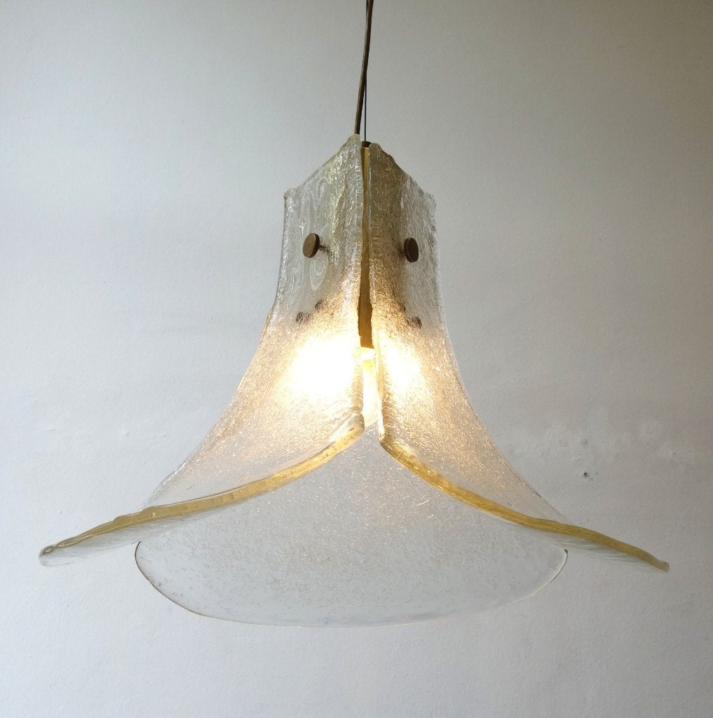 Vintage Kalmar hanglamp Murano Hollywood Regency ijsglas, Ophalen of Verzenden, Gebruikt, Glas, Mid-Century Modern design Murano Hollywood Regency ijsglas