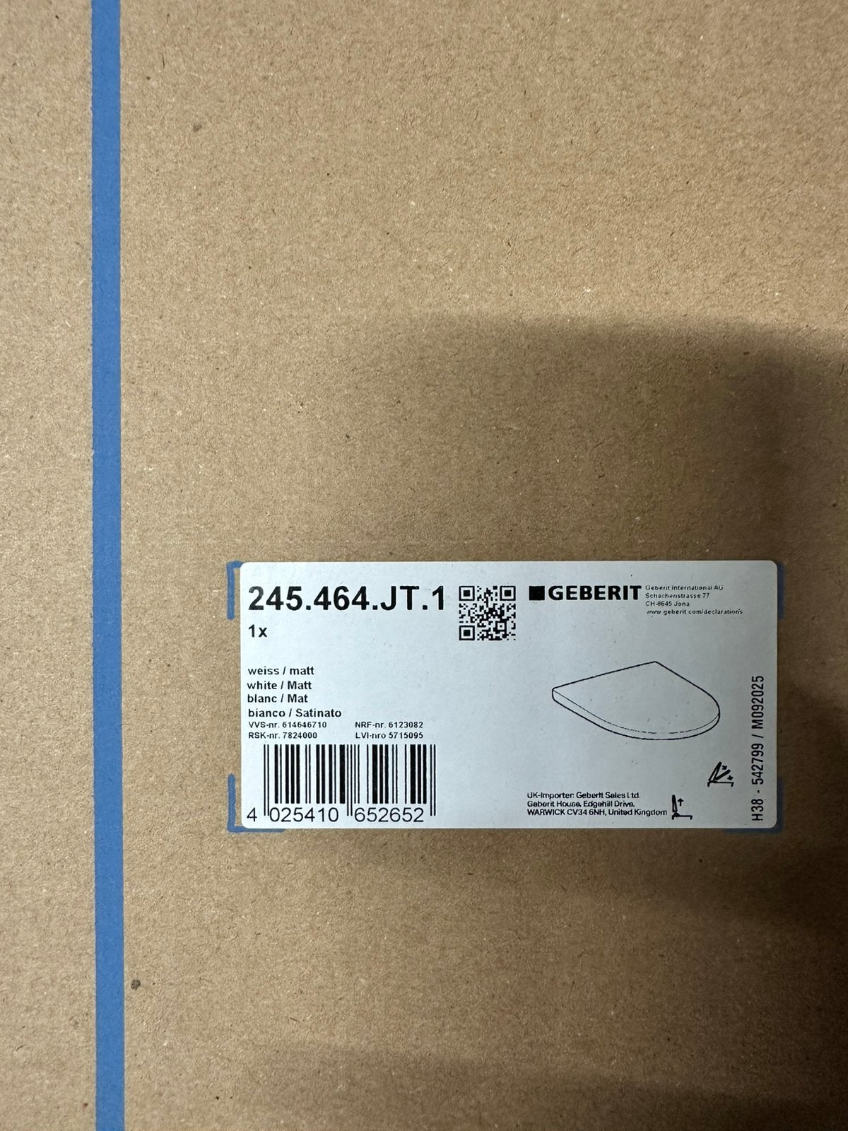 Nieuwe Geberit iCon WC-bril softclose wit mat 245.464.JT.1, Doe-het-zelf en Verbouw, Ophalen, Nieuw, Toilet