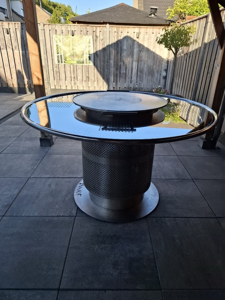 BBQ plancha Uniek Nieuw geheel RVS., Tuin en Terras, Houtskoolbarbecues, Ophalen, Nieuw