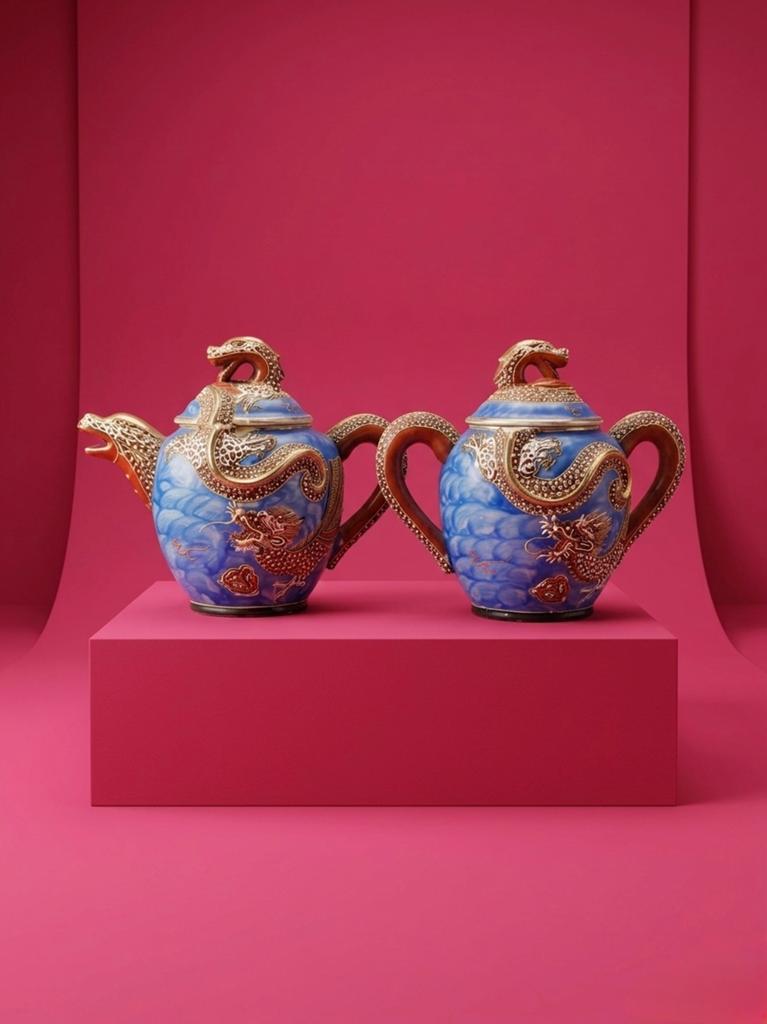 Vintage Japanse Dragonware Theepot & Suikerpot Set, Ophalen of Verzenden