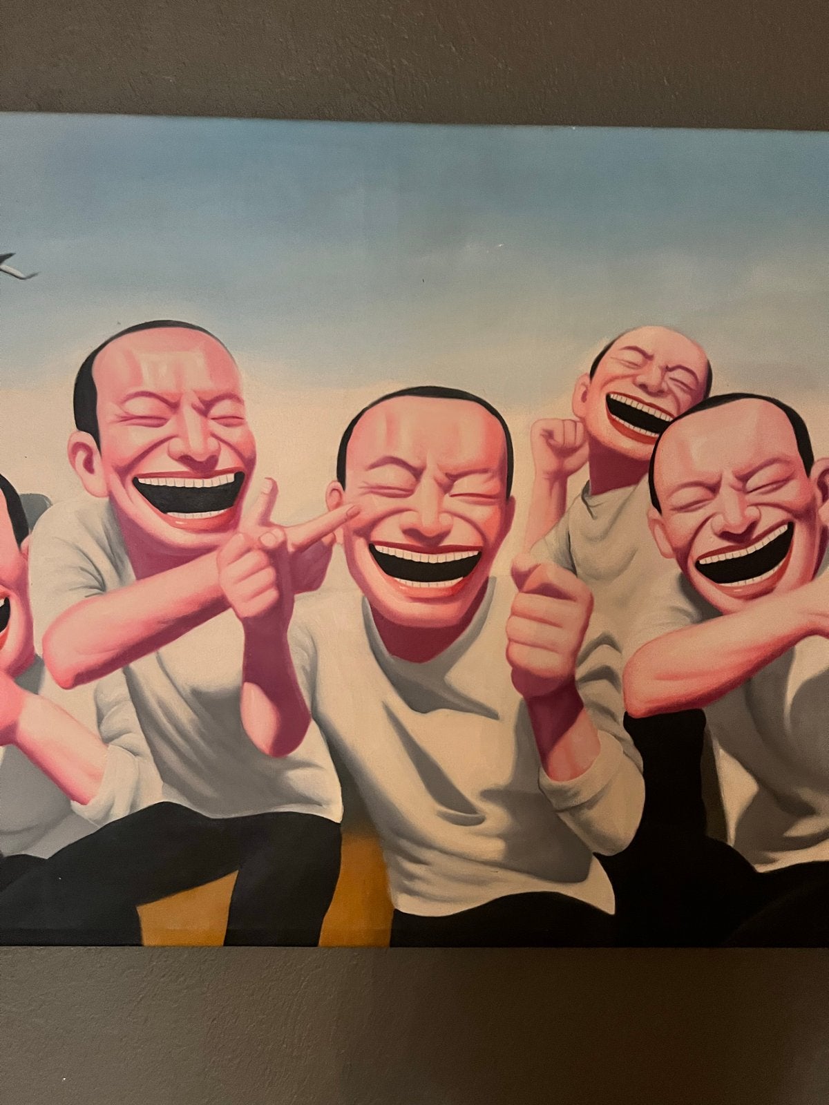 Modern schilderij 'Lachende Mannen' - Olieverf op doek, Figuren, Handgeschilderd, Ophalen of Verzenden, Olieverf