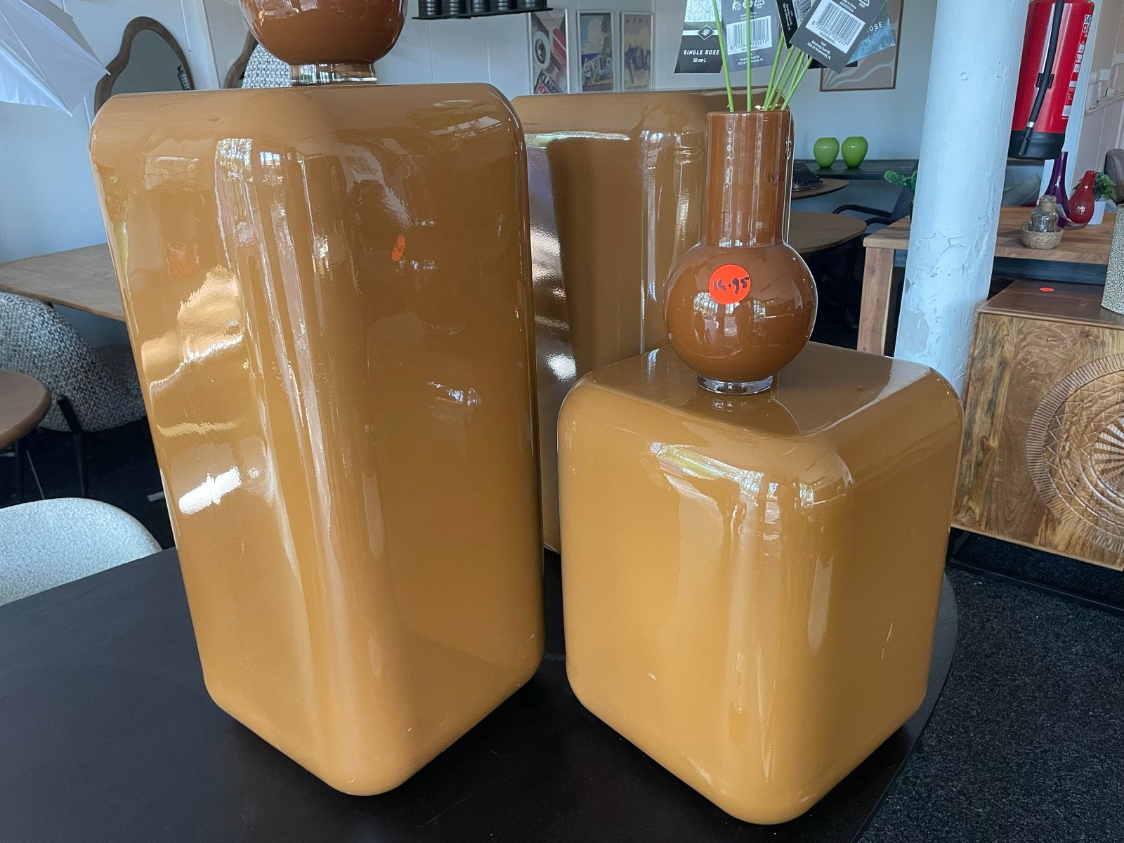 3 Hoogglans Bruine Zuilen Metaal, Ophalen, Nieuw