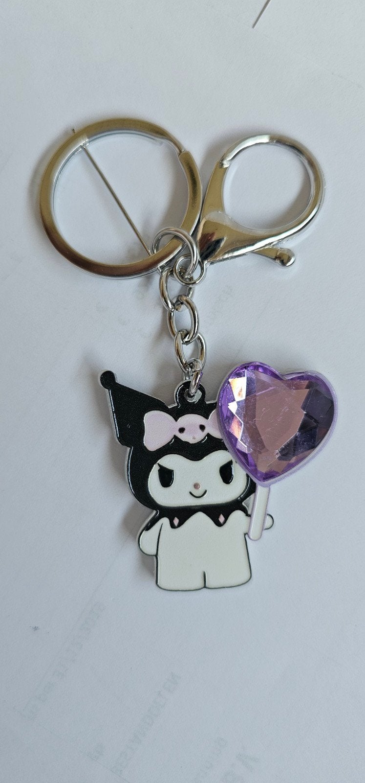 Kuromi Sleutelhanger met Paars Hartje, Ophalen of Verzenden, Nieuw, Knuffel of Figuurtje