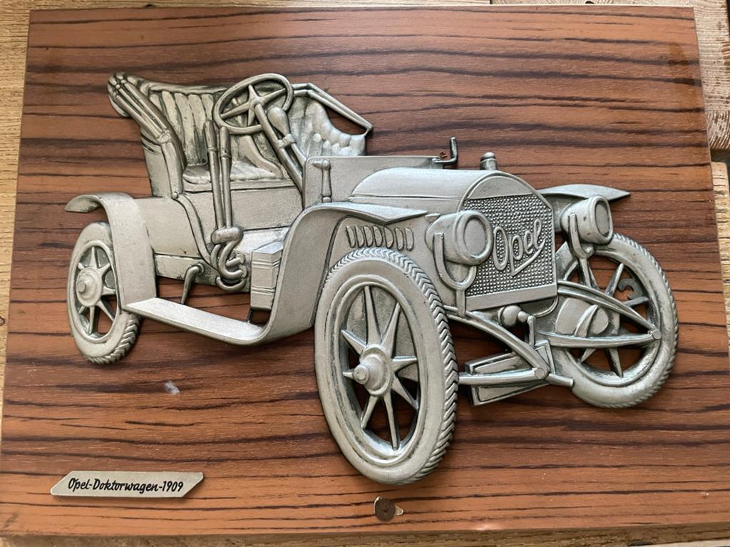 Set van 3 Vintage Metalen Auto Wanddecoraties, Vintage, Gebruikt, Meerkleurig, Ophalen of Verzenden